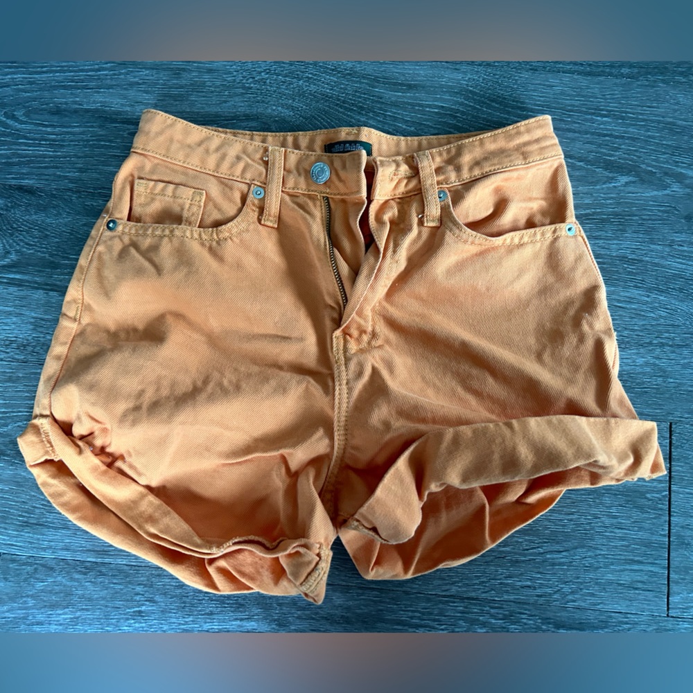 Orange jean shorts